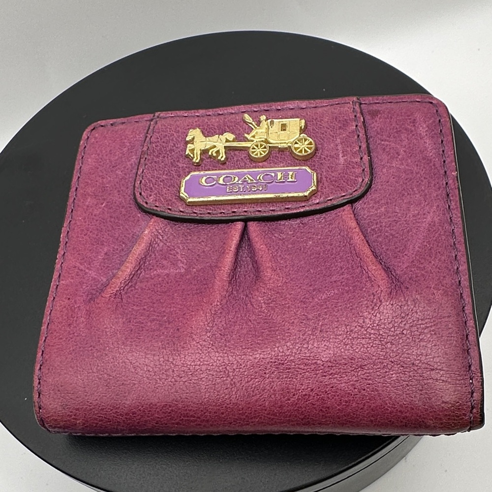 EUC Coach Madison Magenta Leather Wallet with Gold Accents